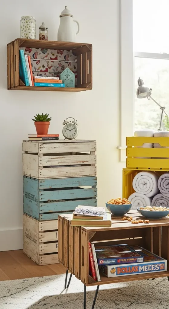 20 DIY Quirky Home Decor | Creative Ideas to Transform Your Space 11 Repurposed Wooden Crates
