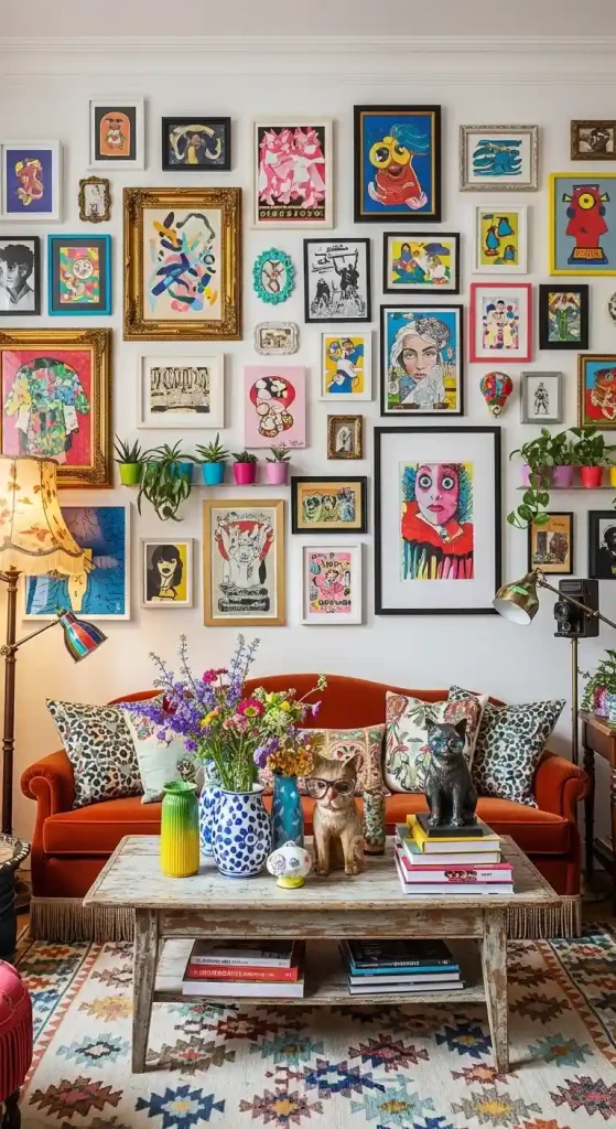 19 Unique Quirky Home Decor Ideas to Elevate Your Space 12 Maximalist Gallery Walls