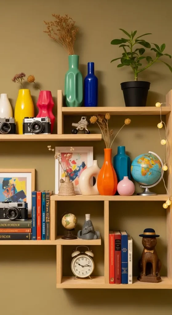 19 Quirky Home Decor Inspiration | Creative Ideas to Transform Your Space 13 Eclectic Shelf Styling