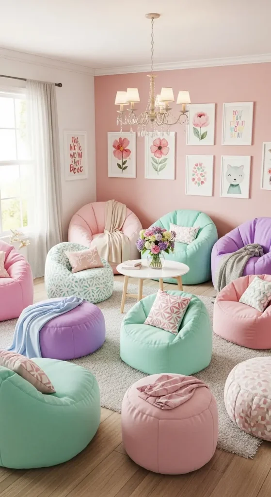 20 Girly Quirky Home Decor Ideas for Cute, Playful & Stylish Interiors 14 Colorful Cushioned Chairs or Poufs