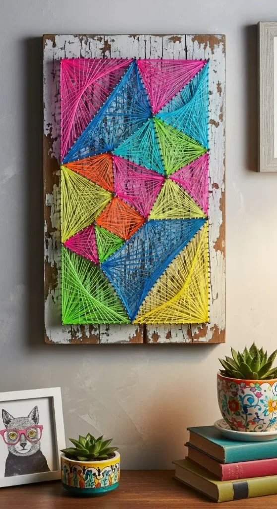 20 DIY Quirky Home Decor | Creative Ideas to Transform Your Space 14 Colorful String Art