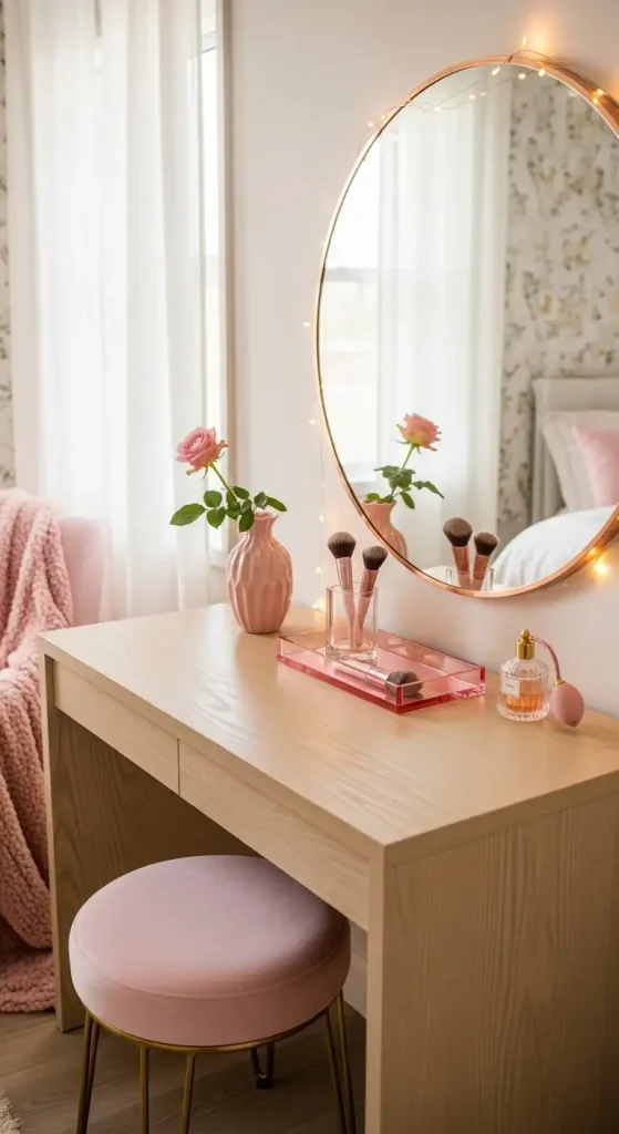 19 Pink Aesthetic Home Decor | Soft, Stylish, and Dreamy Interior Ideas 14 Pink Aesthetic Vanity Setup