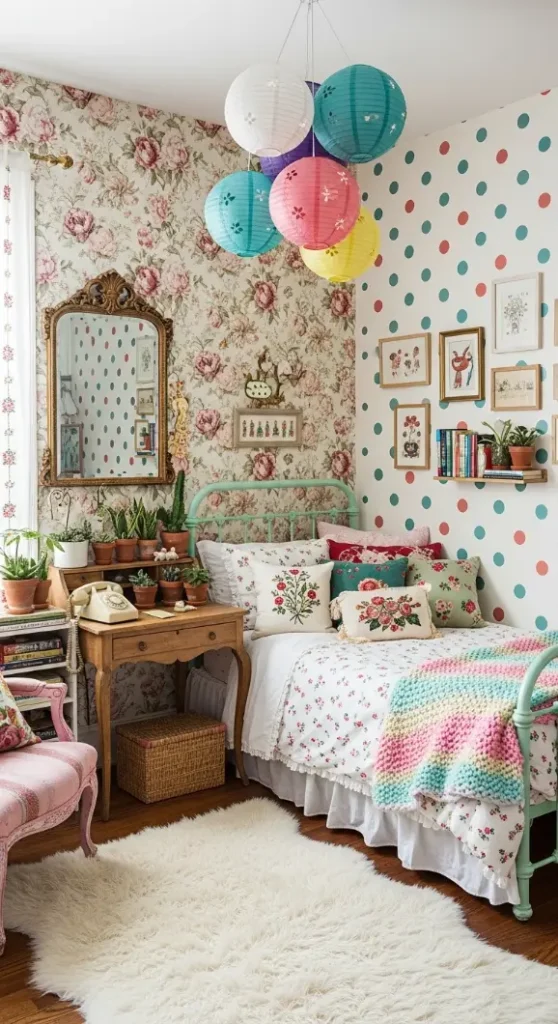 20 Girly Quirky Home Decor Ideas for Cute, Playful & Stylish Interiors 15 Floral or Polka Dot Wallpapers
