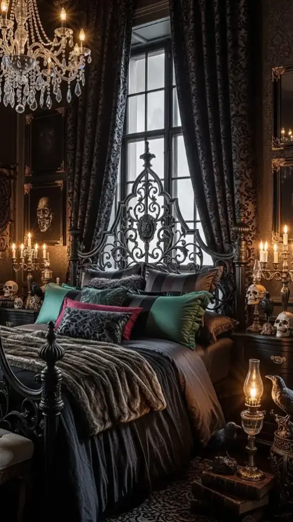 22 Romantic Gothic Home Decor| Dark, Elegant & Moody Ideas 15 Ornate Headboard Décor