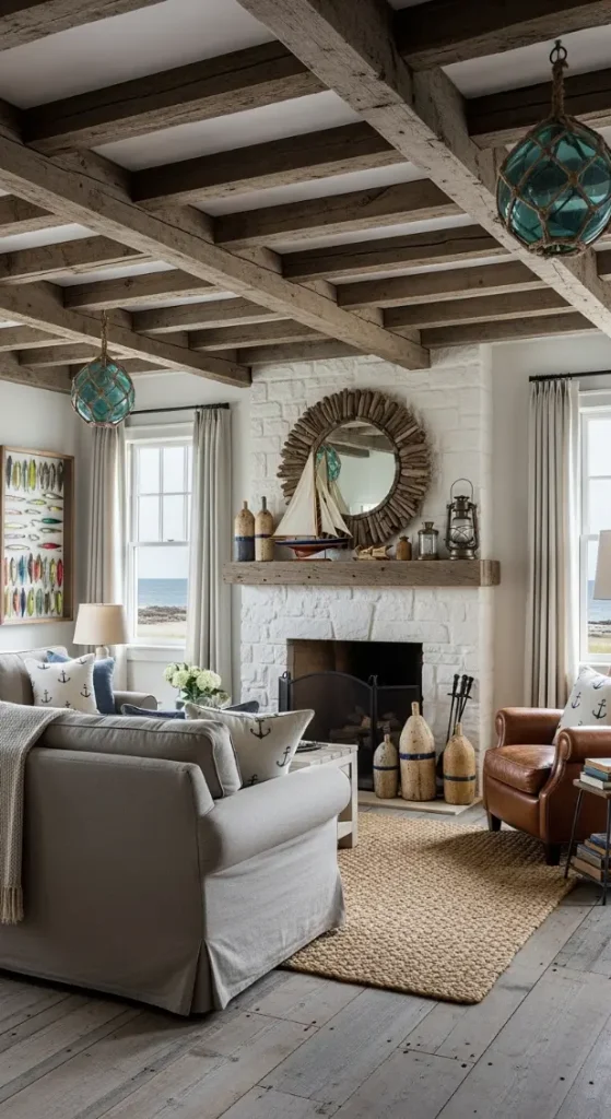 21 Fisherman Aesthetic Home Decor | Nautical & Coastal Ideas 15 Wooden Beams & Panels
