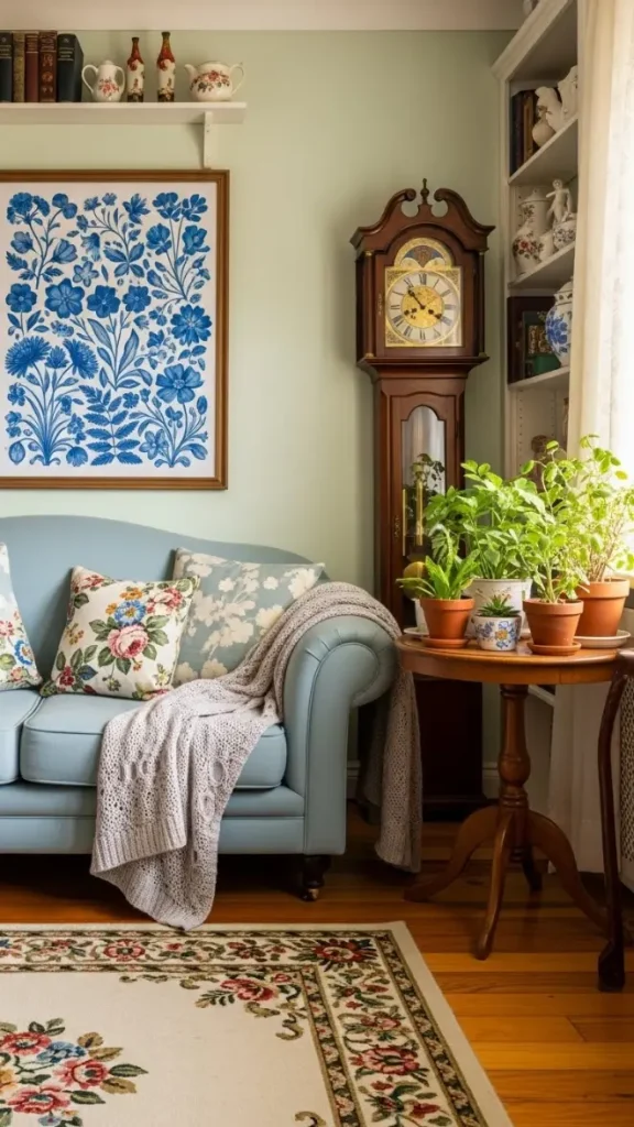 25 Grandmacore Home Decor Blue Ideas for Cozy Vintage Charm 16 Blue Wall Art or Prints