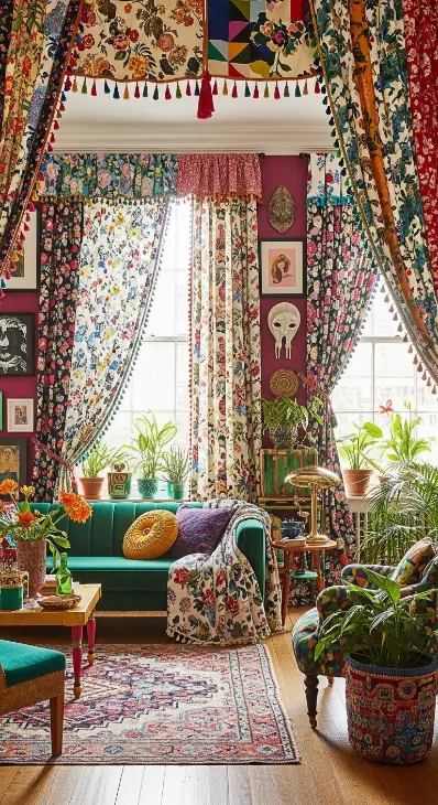 24 Eclectic Quirky Home Decor | Creative Ideas for a Unique Home 16 Colorful Curtains & Drapes
