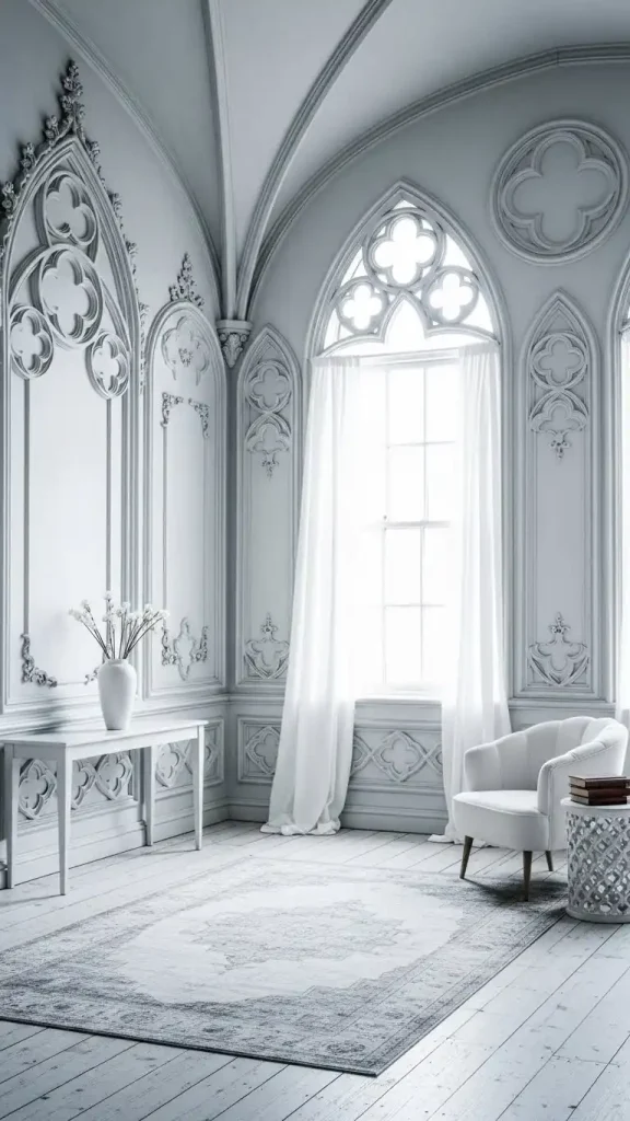 20 Light Gothic Home Decor | Elegant and Soft Gothic Ideas 16 Light Gothic Home Decor with Ornate Wall Moldings