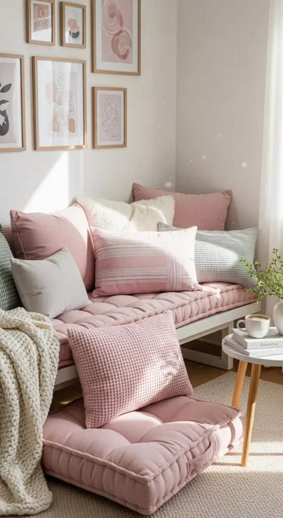19 Pink Aesthetic Home Decor | Soft, Stylish, and Dreamy Interior Ideas 16 Pink Cushions for Cozy Corners