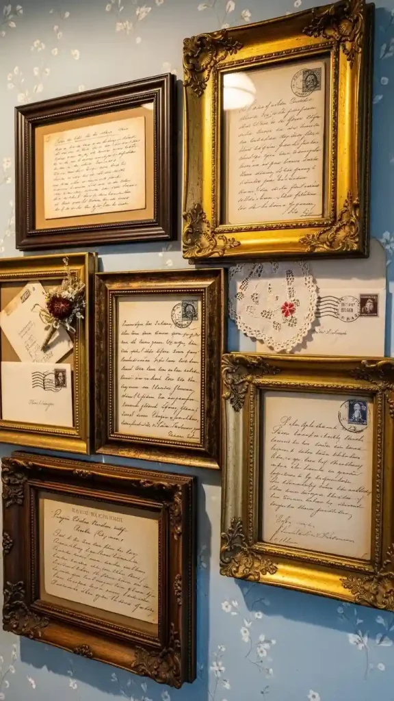18 Charming Grandmacore Wall Decor Ideas for a Cozy Vintage Home 17 Framed Vintage Letters or Recipes