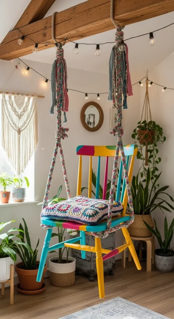 23 Quirky Home Decor Upcycling Funky Junk Interiors | Creative Ideas 17 Upcycled Chair Swings