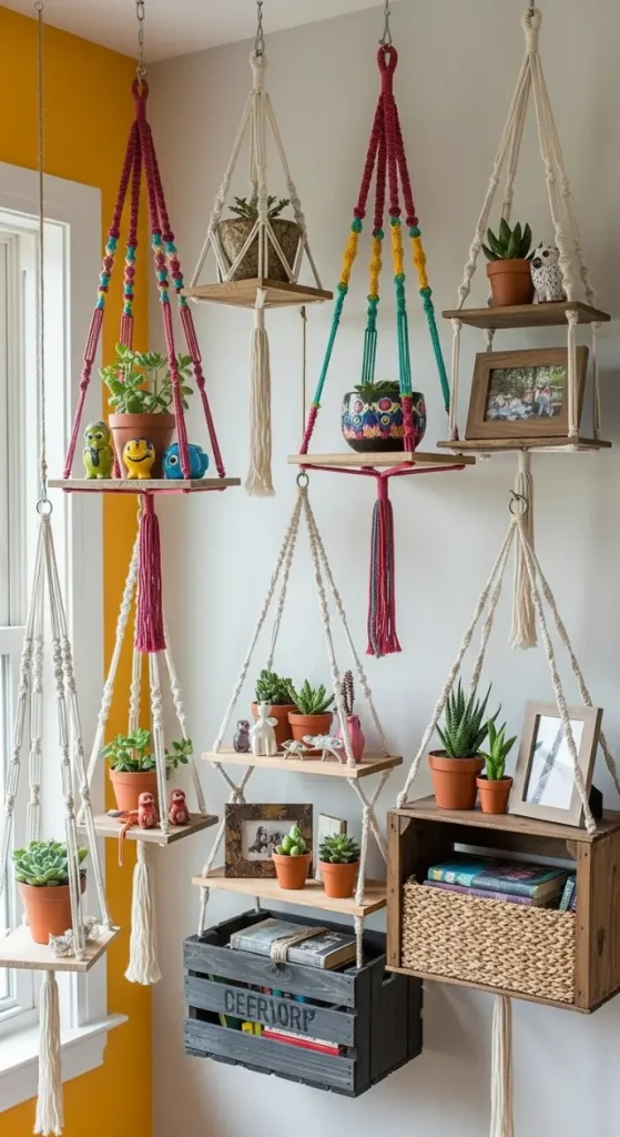 20 DIY Quirky Home Decor | Creative Ideas to Transform Your Space 18 Creative Hanging Shelves