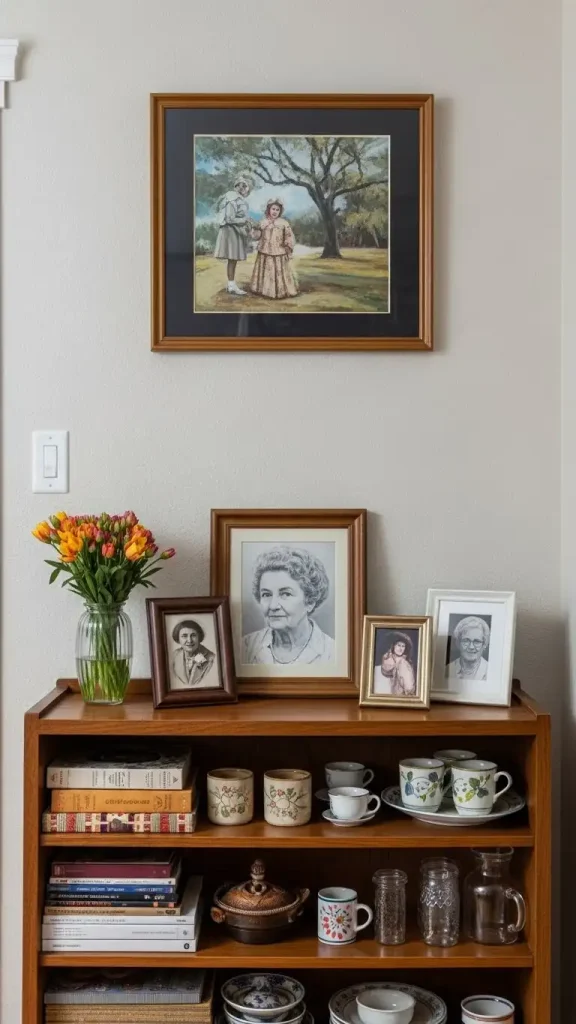21 Grandmacore Home Interior Ideas for a Cozy, Vintage-Inspired House 18 Personal Heirloom Displays