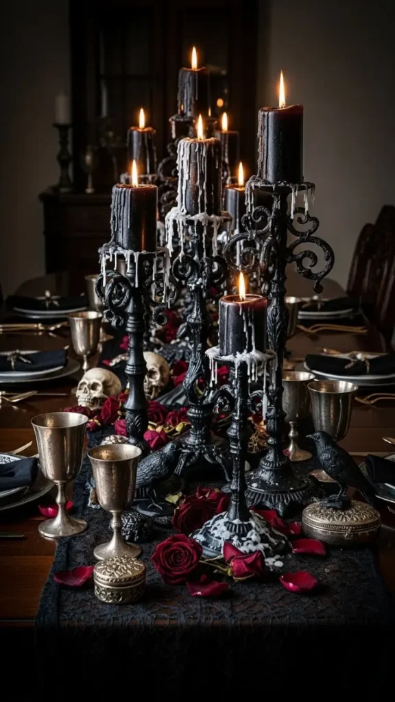 20 Creative DIY Gothic Home Decor Ideas for a Dramatic Interior 19 Black Candle Holders