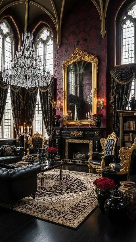 20 Traditional Gothic Home Decor | Timeless Elegance for Classic Homes 19 Black and Gold Accents