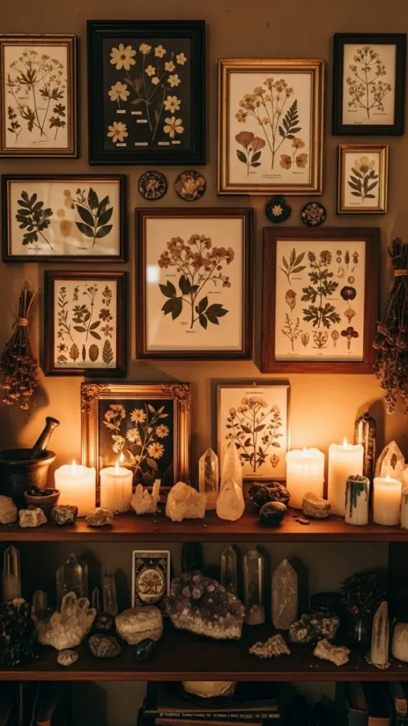 21 Practical Magic Aesthetic Home Decor | Enchanting Ideas for Mystical Spaces 19 Botanical Prints and Pressed Flowers