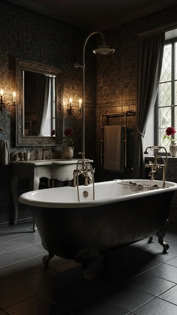 23 Dark Gothic Home Decor | Moody Elegance for Timeless Spaces 19 Gothic Bathroom Decor