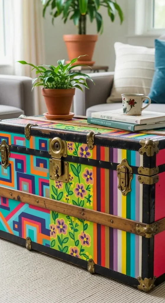23 Quirky Home Decor Upcycling Funky Junk Interiors | Creative Ideas 19 Repainted Antique Trunks