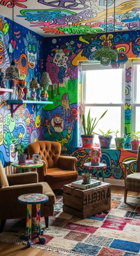 19 Unique Quirky Home Decor Ideas to Elevate Your Space 20 Custom Hand-Painted Walls or Murals