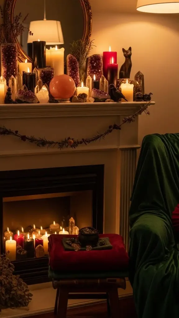 19 Witch Aesthetic Home Decor | Magical Ideas for Mystical Interiors 20 Fireplace Mantel Styling