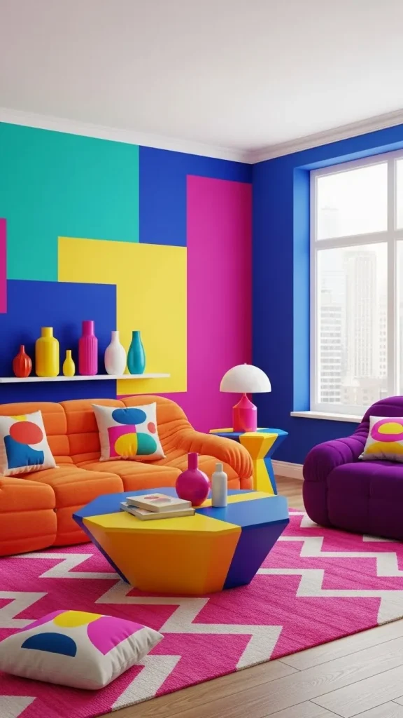 21 90s Aesthetic Home Decor | Retro & Nostalgic Ideas 3 Bold Color Blocking
