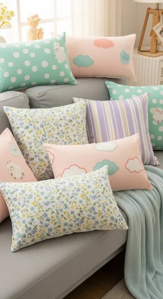 20 Girly Quirky Home Decor Ideas for Cute, Playful & Stylish Interiors 3 Cute Patterned Throw Pillows