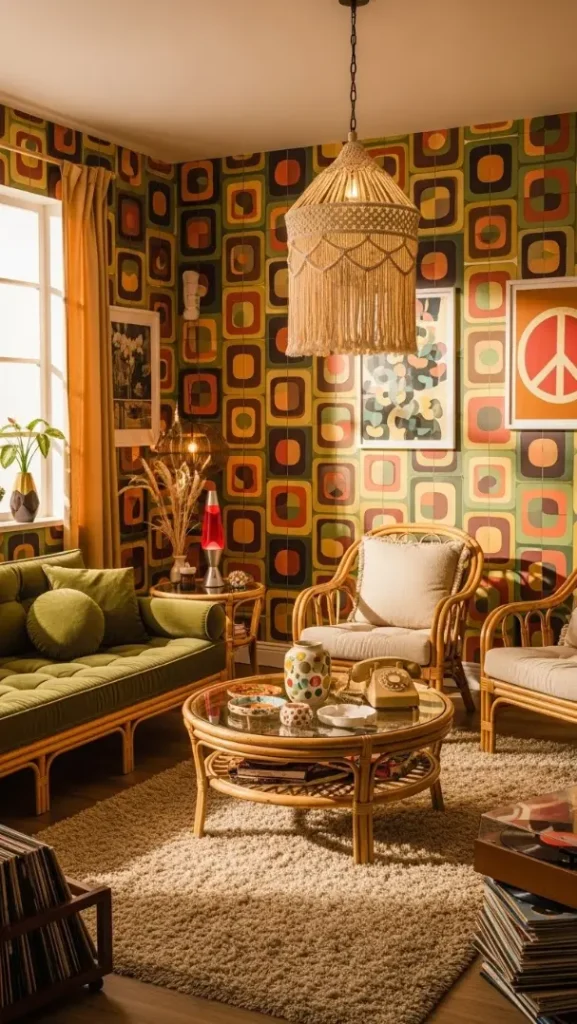 23 70s Aesthetic Home Decor | Retro-Inspired Ideas 3 Retro Patterned Wallpapers