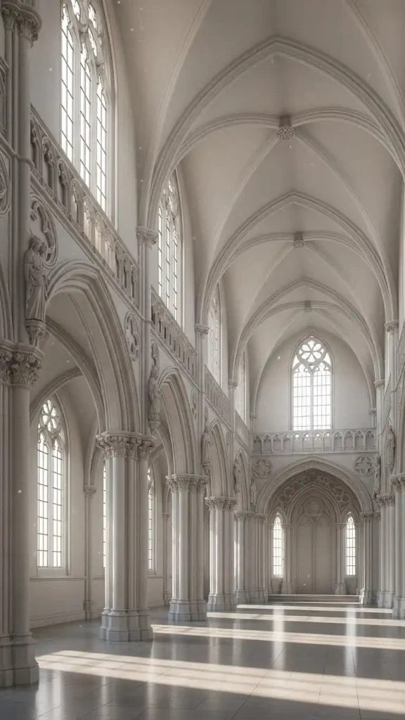 20 Light Gothic Home Decor | Elegant and Soft Gothic Ideas 3 White Walls with Gothic Architectural Details