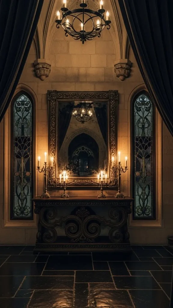 23 Dark Gothic Home Decor | Moody Elegance for Timeless Spaces 21 Gothic Entryway and Hallway