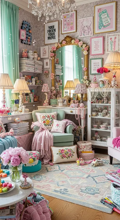 20 Girly Quirky Home Decor Ideas for Cute, Playful & Stylish Interiors 21 Maximalist Girly Quirky Styling