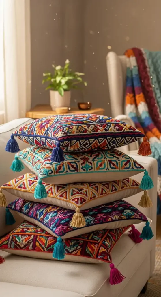 21 Aesthetic Home Decor Ideas Handmade | Unique DIY Inspirations 5 Embroidered Cushion Covers