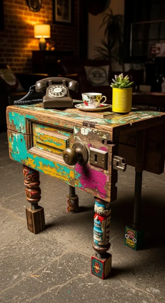 23 Quirky Home Decor Upcycling Funky Junk Interiors | Creative Ideas 5 Funky Side Tables from Old Doors
