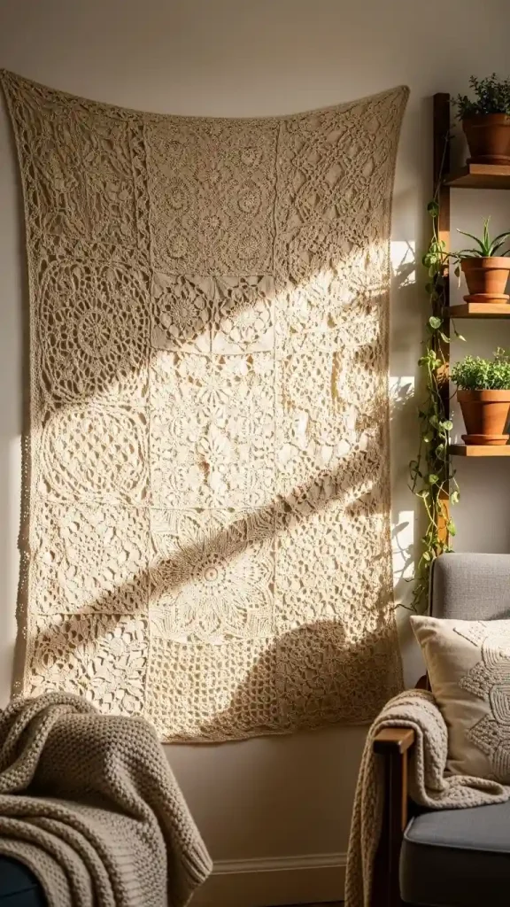 18 Charming Grandmacore Wall Decor Ideas for a Cozy Vintage Home 5 Lace Wall Hangings