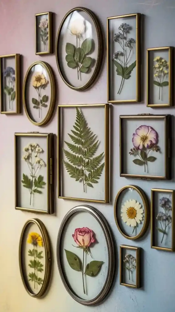 18 Charming Grandmacore Wall Decor Ideas for a Cozy Vintage Home 6 Pressed Flower Wall Frames