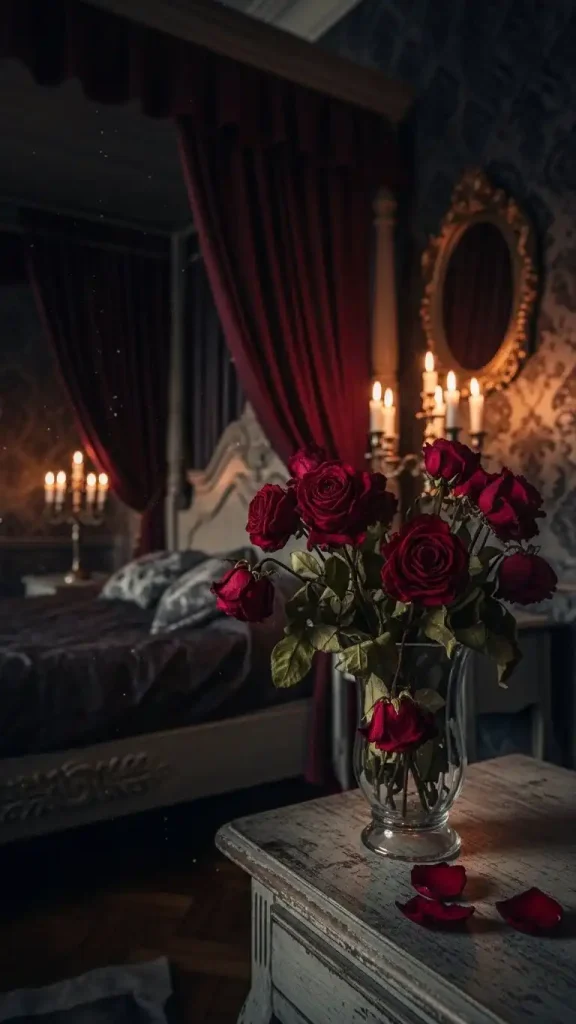 22 Romantic Gothic Home Decor| Dark, Elegant & Moody Ideas 7 Gothic Floral Wall Art