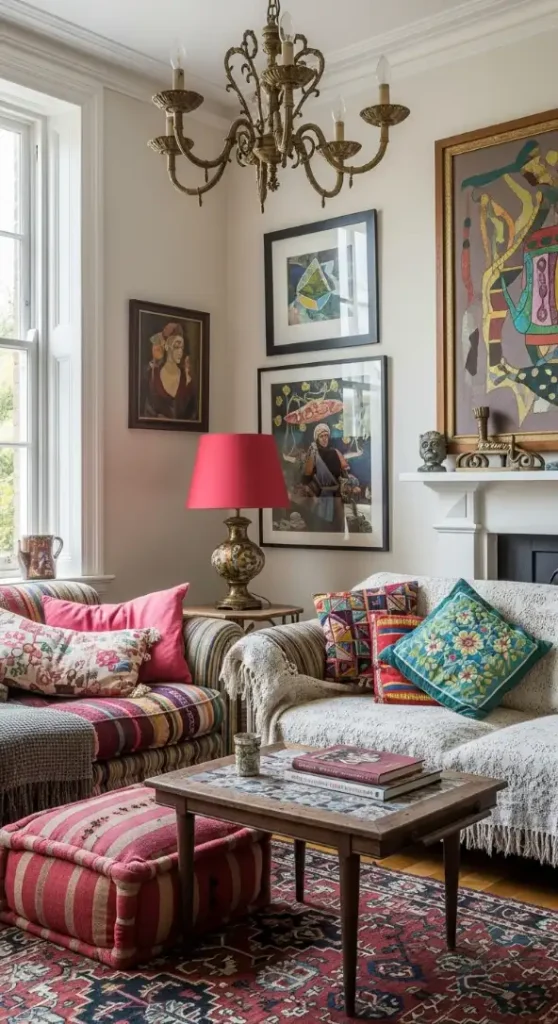 21 Quirky Home Decor Inspiration Interior Design | Bold & Creative 7 Mismatched Cushions & Throws