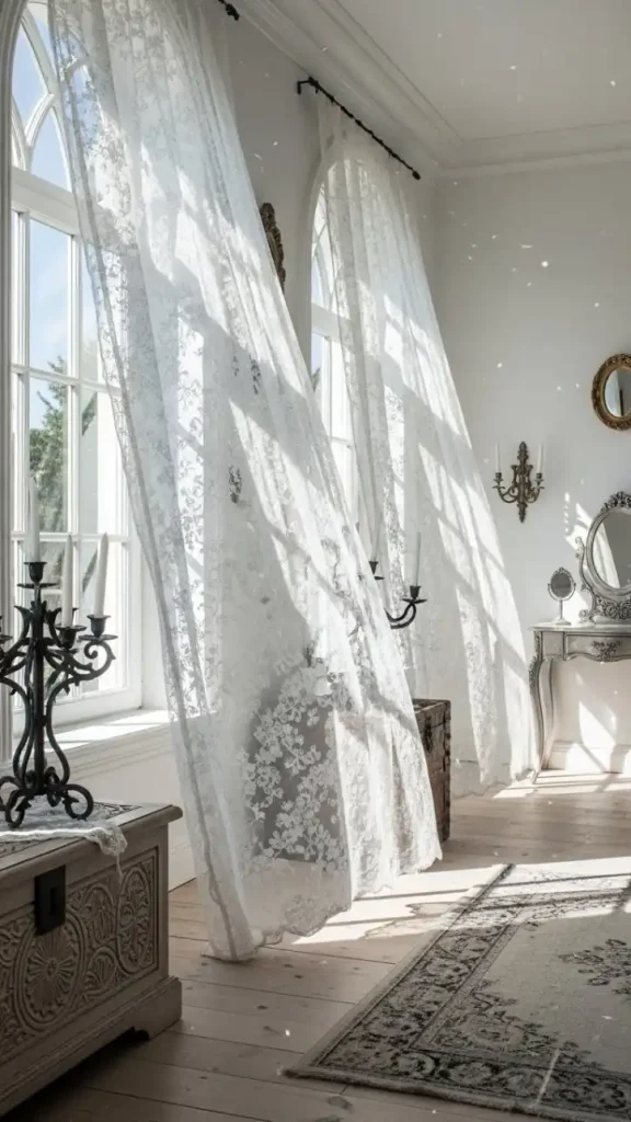 20 Light Gothic Home Decor | Elegant and Soft Gothic Ideas 7 Soft Lace and Sheer Fabrics in Light Gothic Home Decor