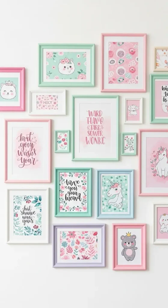 20 Girly Quirky Home Decor Ideas for Cute, Playful & Stylish Interiors 8 Girly Gallery Walls with Cute Frames