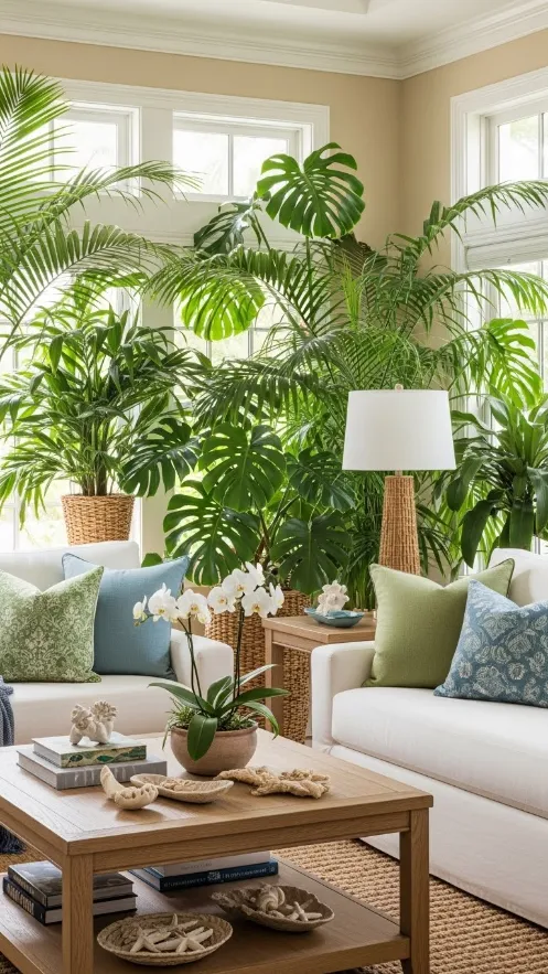 20 Florida Aesthetic Home Decor | Tropical & Coastal Ideas 8 indoor Tropical Plants