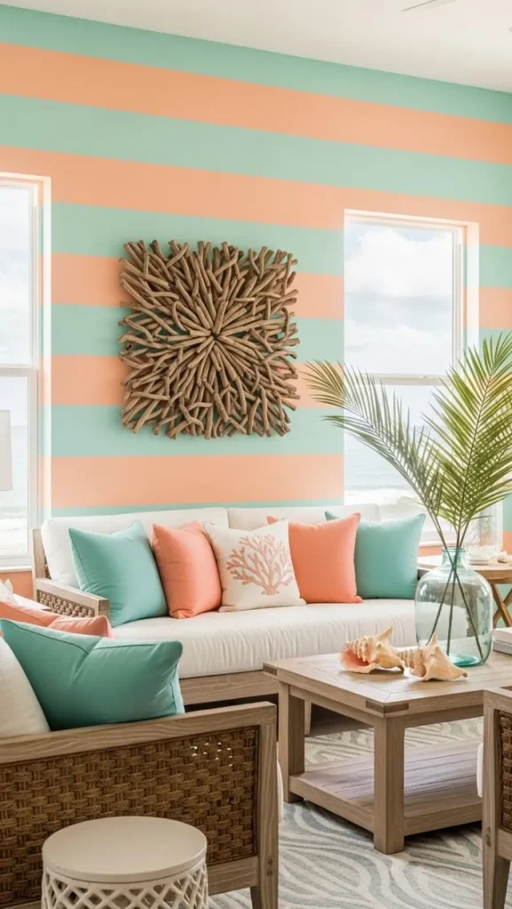 20 Florida Aesthetic Home Decor | Tropical & Coastal Ideas 9 Pastel Accent Walls