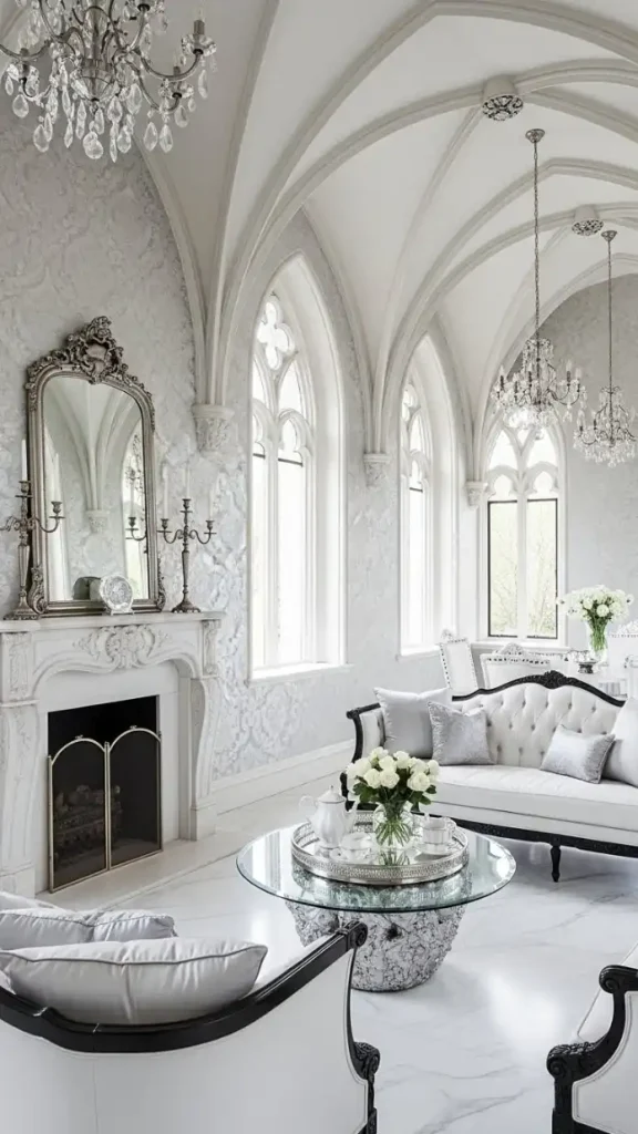 20 Light Gothic Home Decor | Elegant and Soft Gothic Ideas 9 White and Silver Accents in Light Gothic Home Decor