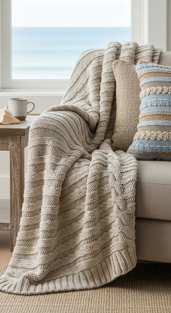 21 Fisherman Aesthetic Home Decor | Nautical & Coastal Ideas 10 Fisherman Knit Throws