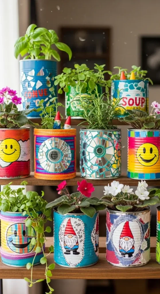 23 Quirky Home Decor Upcycling Funky Junk Interiors | Creative Ideas 10 Funky Tin Can Planters