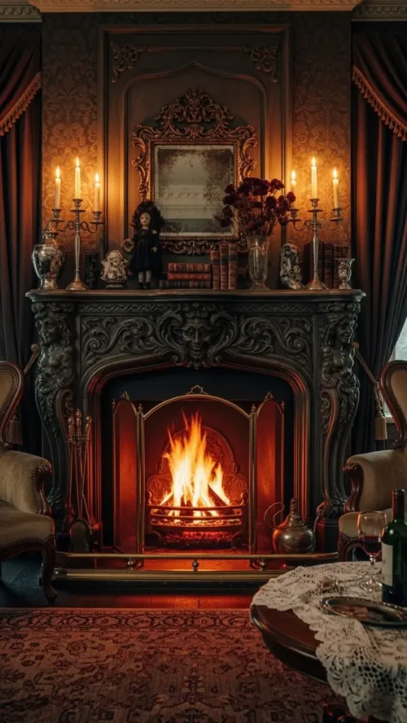 23 Dark Gothic Home Decor | Moody Elegance for Timeless Spaces 10 Gothic Fireplaces and Mantels