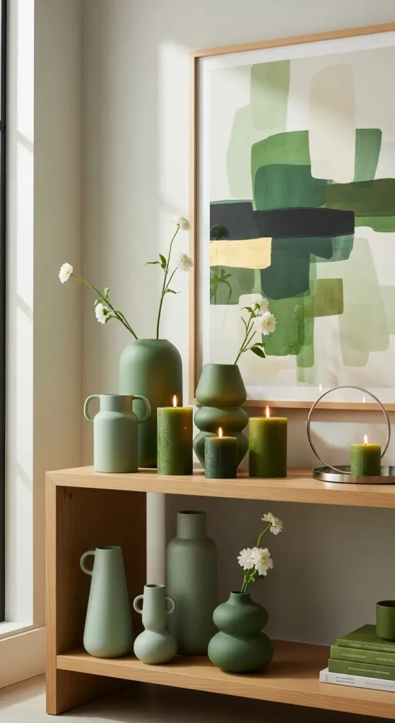 19 Green Aesthetic Home Decor | Fresh & Nature-Inspired Ideas 10 Minimal Green Decorative Accessories