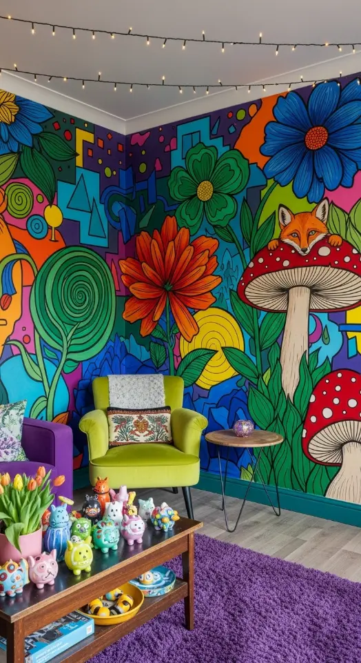 19 Quirky Home Decor DIY Creative Ideas to Transform Your Space 2 Hand-Painted Wall Murals