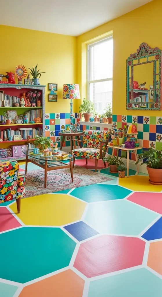 19 Quirky Home Decor DIY Creative Ideas to Transform Your Space 12 Painted Floor Patterns or Tiles