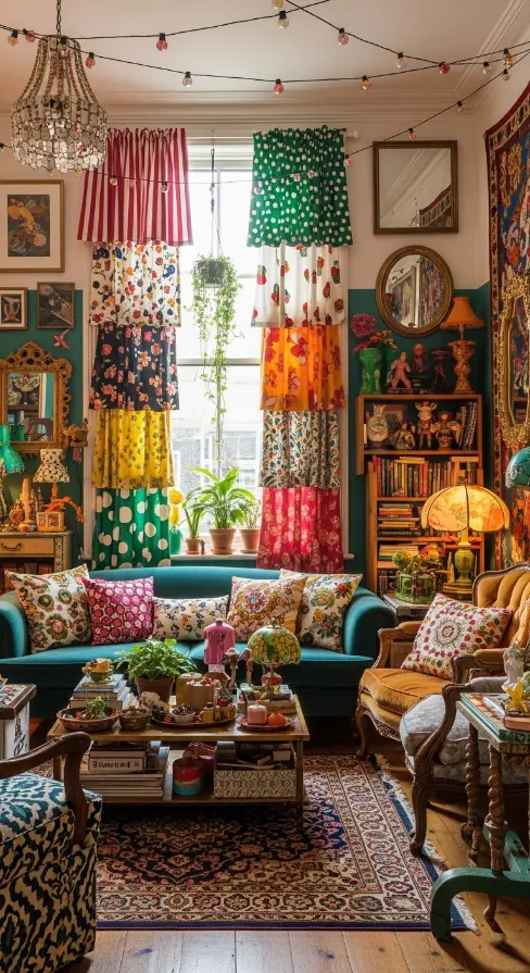 21 Maximalist Quirky Home Decor Ideas to Transform Your Space 16 Layered Curtains or Drapes
