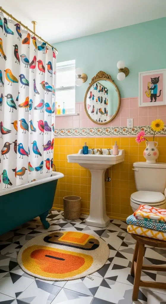 22 Bold & Inspiring Quirky Home Decor Bathroom Ideas for a Fun and Creative Space 16 Retro-Inspired Bathroom Decor
