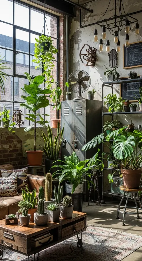 21 Industrial Quirky Home Decor | Creative Ideas for Bold Urban Interiors 18 Indoor Plants for Soft Industrial Contrast